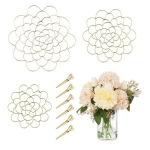 Flower Arranger Holder, Floral Arrangement Holder Bouquet Twister‎ Reusable Gold